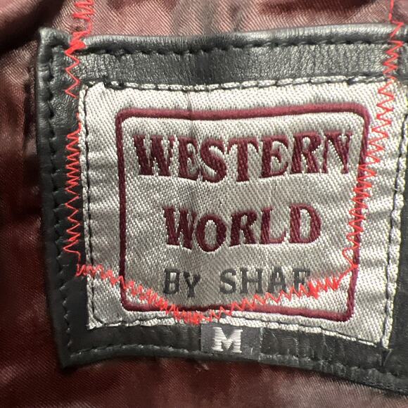 Western World by Shaf Military Black Fringe Leather Vest Top Size M - Picture 7 of 16